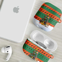 Giraffes Decorating Tree Gifts AirPods Case with Orange Green Holiday Pattern Design - Wonder Print Shop