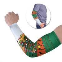 Giraffes Decorating Tree Gifts Arm Sleeves with Orange Green Holiday Pattern Design - Wonder Print Shop