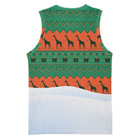 Giraffes Decorating Tree Gifts Basketball Jersey with Orange Green Holiday Pattern Design - Wonder Print Shop