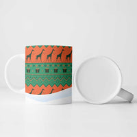 Giraffes Decorating Tree Gifts Ceramic Mug with Orange Green Holiday Pattern Design - Wonder Print Shop
