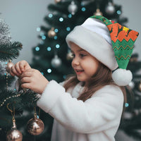 Giraffes Decorating Tree Gifts Christmas Santa Hat with Orange Green Holiday Pattern Design - Wonder Print Shop