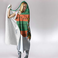 Giraffes Decorating Tree Gifts Hooded Blanket with Orange Green Holiday Pattern Design - Wonder Print Shop