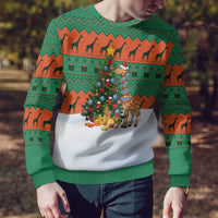 Giraffes Decorating Tree Gifts Ugly Christmas Sweater with Orange Green Holiday Pattern Design - Wonder Print Shop