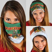 Giraffes Decorating Tree Gifts Neck Gaiter with Orange Green Holiday Pattern Design - Wonder Print Shop