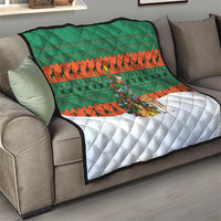 Giraffes Decorating Tree Gifts Quilt with Orange Green Holiday Pattern Design - Wonder Print Shop