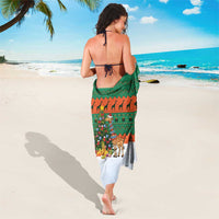 Giraffes Decorating Tree Gifts Sarong with Orange Green Holiday Pattern Design - Wonder Print Shop