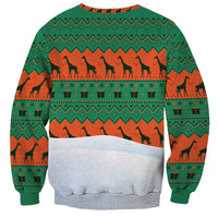 Giraffes Decorating Tree Gifts Sweatshirt with Orange Green Holiday Pattern Design - Wonder Print Shop