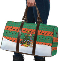 Giraffes Decorating Tree Gifts Travel Bag with Orange Green Holiday Pattern Design - Wonder Print Shop
