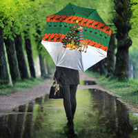 Giraffes Decorating Tree Gifts Umbrella with Orange Green Holiday Pattern Design - Wonder Print Shop