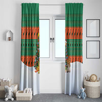 Giraffes Decorating Tree Gifts Window Curtain with Orange Green Holiday Pattern Design - Wonder Print Shop