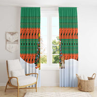 Giraffes Decorating Tree Gifts Window Curtain with Orange Green Holiday Pattern Design - Wonder Print Shop