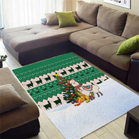 Llama Decorating Tree in Santa Hat Area Rug with Green Gift Pattern Design - Wonder Print Shop