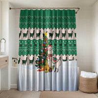 Llama Decorating Tree in Santa Hat Bathroom Set with Green Gift Pattern Design - Wonder Print Shop