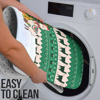 Llama Decorating Tree in Santa Hat Bathroom Set with Green Gift Pattern Design - Wonder Print Shop