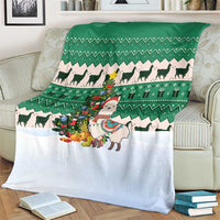 Llama Decorating Tree in Santa Hat Blanket with Green Gift Pattern Design - Wonder Print Shop