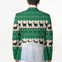 Llama Decorating Tree in Santa Hat Blazer with Green Gift Pattern Design - Wonder Print Shop