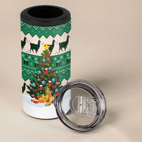 Llama Decorating Tree in Santa Hat 4 in 1 Can Cooler Tumbler with Green Gift Pattern Design - Wonder Print Shop