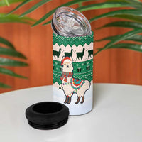 Llama Decorating Tree in Santa Hat 4 in 1 Can Cooler Tumbler with Green Gift Pattern Design - Wonder Print Shop