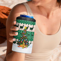 Llama Decorating Tree in Santa Hat 4 in 1 Can Cooler Tumbler with Green Gift Pattern Design - Wonder Print Shop