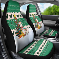 Llama Decorating Tree in Santa Hat Car Seat Cover with Green Gift Pattern Design - Wonder Print Shop