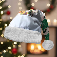 Llama Decorating Tree in Santa Hat Christmas Santa Hat with Green Gift Pattern Design - Wonder Print Shop