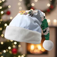 Llama Decorating Tree in Santa Hat Christmas Santa Hat with Green Gift Pattern Design - Wonder Print Shop