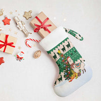 Llama Decorating Tree in Santa Hat Christmas Stocking with Green Gift Pattern Design - Wonder Print Shop