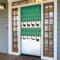 Llama Decorating Tree in Santa Hat Door Cover with Green Gift Pattern Design - Wonder Print Shop