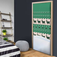 Llama Decorating Tree in Santa Hat Door Cover with Green Gift Pattern Design - Wonder Print Shop