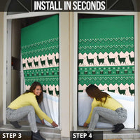 Llama Decorating Tree in Santa Hat Door Cover with Green Gift Pattern Design - Wonder Print Shop