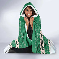 Llama Decorating Tree in Santa Hat Hooded Blanket with Green Gift Pattern Design - Wonder Print Shop