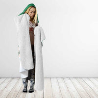 Llama Decorating Tree in Santa Hat Hooded Blanket with Green Gift Pattern Design - Wonder Print Shop