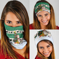 Llama Decorating Tree in Santa Hat Neck Gaiter with Green Gift Pattern Design - Wonder Print Shop
