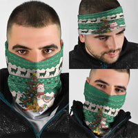 Llama Decorating Tree in Santa Hat Neck Gaiter with Green Gift Pattern Design - Wonder Print Shop