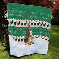Llama Decorating Tree in Santa Hat Quilt with Green Gift Pattern Design - Wonder Print Shop