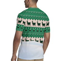 Llama Decorating Tree in Santa Hat Rugby Jersey with Green Gift Pattern Design - Wonder Print Shop