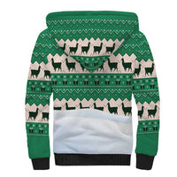Llama Decorating Tree in Santa Hat Sherpa Hoodie with Green Gift Pattern Design - Wonder Print Shop