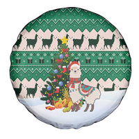 Llama Decorating Tree in Santa Hat Spare Tire Cover with Green Gift Pattern Design - Wonder Print Shop