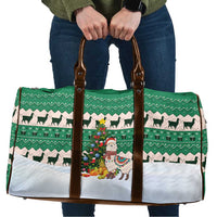 Llama Decorating Tree in Santa Hat Travel Bag with Green Gift Pattern Design - Wonder Print Shop