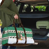 Llama Decorating Tree in Santa Hat Travel Bag with Green Gift Pattern Design - Wonder Print Shop