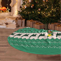 Llama Decorating Tree in Santa Hat Tree Skirt with Green Gift Pattern Design - Wonder Print Shop