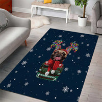 French Bulldog Reindeer Antlers Lights Area Rug with Red Green Winter Pattern Design - Wonder Print Shop