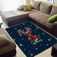 French Bulldog Reindeer Antlers Lights Area Rug with Red Green Winter Pattern Design - Wonder Print Shop