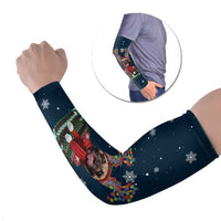 French Bulldog Reindeer Antlers Lights Arm Sleeves with Red Green Winter Pattern Design - Wonder Print Shop