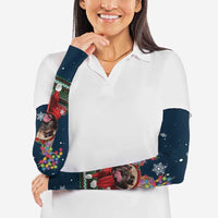 French Bulldog Reindeer Antlers Lights Arm Sleeves with Red Green Winter Pattern Design - Wonder Print Shop
