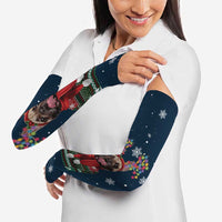 French Bulldog Reindeer Antlers Lights Arm Sleeves with Red Green Winter Pattern Design - Wonder Print Shop