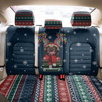 French Bulldog Reindeer Antlers Lights Back Car Seat Cover with Red Green Winter Pattern Design - Wonder Print Shop