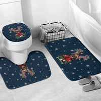 French Bulldog Reindeer Antlers Lights Bathroom Set with Red Green Winter Pattern Design - Wonder Print Shop
