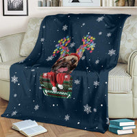 French Bulldog Reindeer Antlers Lights Blanket with Red Green Winter Pattern Design - Wonder Print Shop