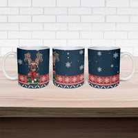 French Bulldog Reindeer Antlers Lights Ceramic Mug with Red Green Winter Pattern Design - Wonder Print Shop